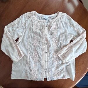 J. Jill Light Peach Embroidered Blouse